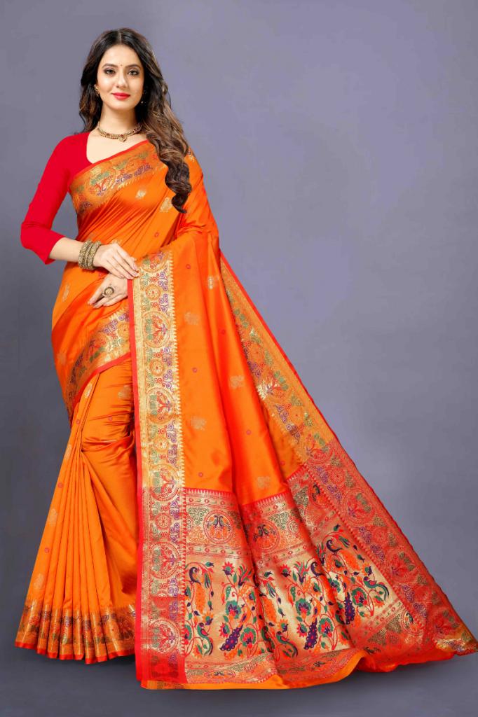 Dual Tone Georgette Saree: Yolk Yellow, Orange