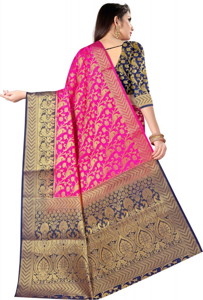 Mauve & Red color Nylon Art Silk saree - SR9571