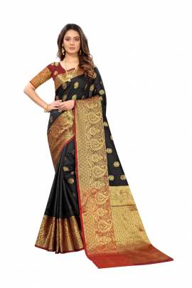 BLACK LICHI SILK SAREE WITH RICH PALLU SILK SAREE