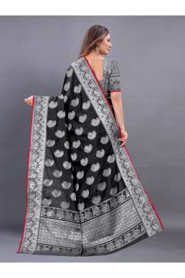 BLACK LICHI SILK SAREE WITH RICH PALLU  KANCHIPURAM SILK SAREE