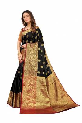 BLACK LICHI SILK SAREE WITH RICH PALLU SILK SAREE