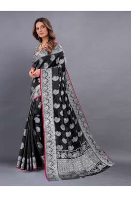 BLACK LICHI SILK SAREE WITH RICH PALLU  KANCHIPURAM SILK SAREE