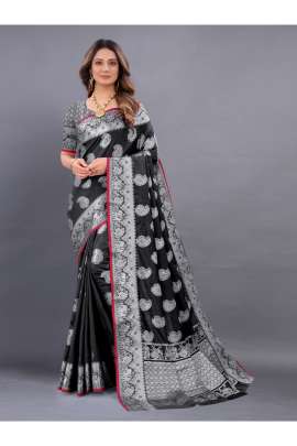 BLACK LICHI SILK SAREE WITH RICH PALLU  KANCHIPURAM SILK SAREE