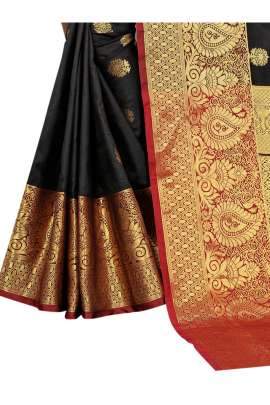 BLACK LICHI SILK SAREE WITH RICH PALLU SILK SAREE