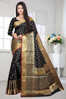 BLACK LICHI SILK WITH RICH PALLU SILK SAREE