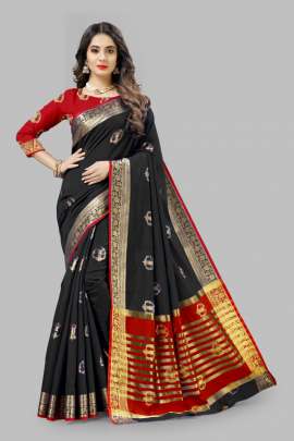  BLACK LICHI SILK WITH RICH PALLU sarees