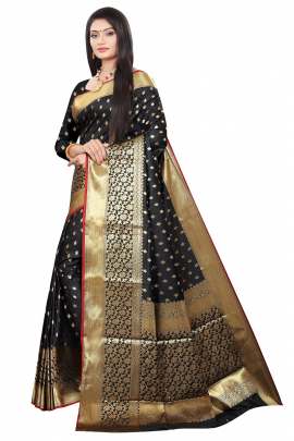 BLACK LICHI SILK WITH RICH PALLU SILK SAREE