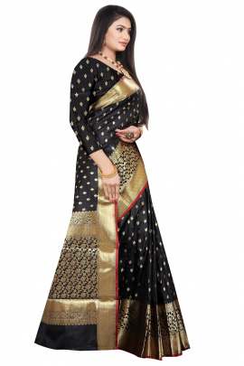 BLACK LICHI SILK WITH RICH PALLU SILK SAREE