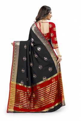  BLACK LICHI SILK WITH RICH PALLU SILK SAREE