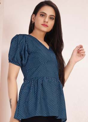 BLUE COLOR DESIGNER TOP FOR ALL OCCASION western wear