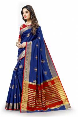 BLUE LICHI SILK WITH RICH PALLU SILK SAREE