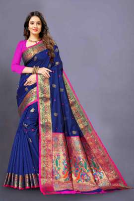 BLUE PAITHANI SILK SAREE 