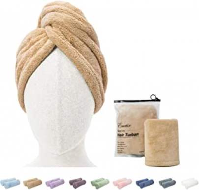 Brown Hair Towel Wrap Turban Microfiber, Hair Drying Towels Quick Dry Hair Hat Drying Shower Head Towels Wrapped Bath Cap Anti Frizz Hair Care Dryer  Microfiber Hair Wrap 