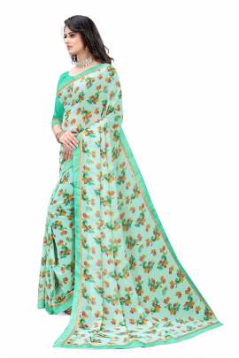 FIROZI FLORAL PRINTED GEORGETTE SAREE WITH RICH BORDER LACE GEORGETTE SAREES 