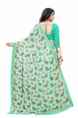 FIROZI FLORAL PRINTED GEORGETTE SAREE WITH RICH BORDER LACE GEORGETTE SAREES 