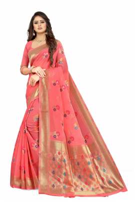 GAJREE CHANDERI SILK SAREE WITH ALL OVER WEAVING BORDER RICH PALLU WITH UNSTITCHED BLOUSE PIECE