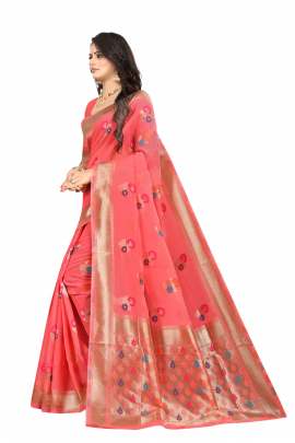 GAJREE CHANDERI SILK SAREE WITH ALL OVER WEAVING BORDER RICH PALLU WITH UNSTITCHED BLOUSE PIECE CHANDERI SAREE 