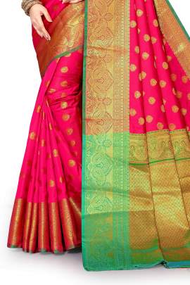 GAJRI PINK LICHI SILK SAREE WITH WEAVING ZARI WITH RICH PALLU SILK SAREE