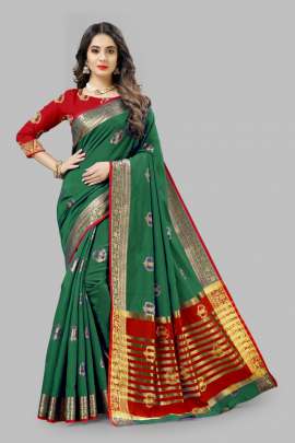  GREEN LICHI SILK WITH RICH PALLU sarees