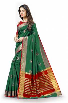  GREEN LICHI SILK WITH RICH PALLU SILK SAREE