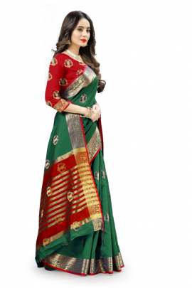  GREEN LICHI SILK WITH RICH PALLU SILK SAREE