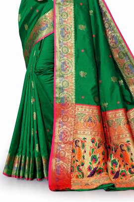 GREEN PAITHANI SILK SAREE  PAITHANI SILK SAREE