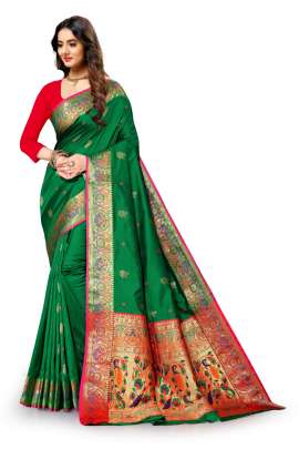 GREEN PAITHANI SILK SAREE  PAITHANI SILK SAREE