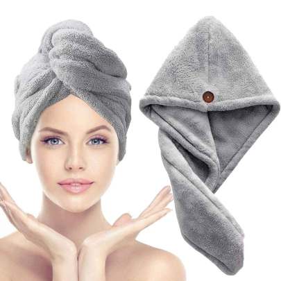 Grey Hair Towel Wrap Turban Microfiber, Hair Drying Towels Quick Dry Hair Hat Drying Shower Head Towels Wrapped Bath Cap Anti Frizz Hair Care Dryer To  Hair Wrap 