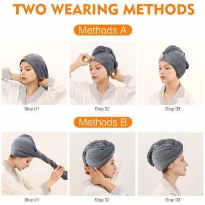 Grey Hair Towel Wrap Turban Microfiber, Hair Drying Towels Quick Dry Hair Hat Drying Shower Head Towels Wrapped Bath Cap Anti Frizz Hair Care Dryer To Microfiber Hair Wrap 