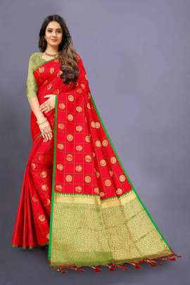 LATEST DESIGNER RED LICHI SILK SAREE WITH RICH PALLU WITH ALLOVER WEAVING  sarees