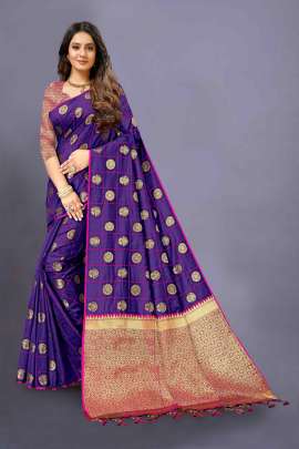 LATEST DESIGNER ROYAL BLUE LICHI SILK SAREE WITH RICH PALLU WITH ALLOVER WEAVING  SOFT LICHI SILK SAREE 