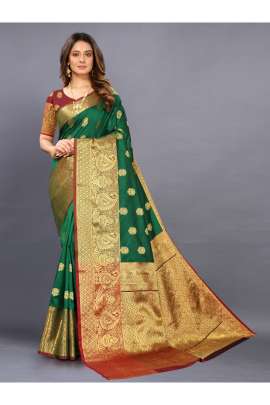 LIGHT GREEN LICHI SILK WITH RICH PALLU SILK SAREE