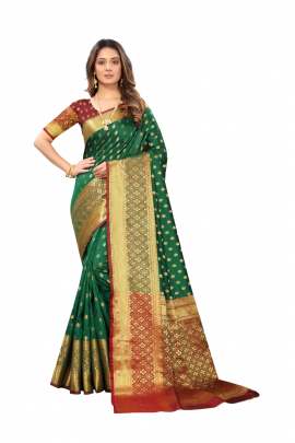 LIGHT GREEN  LICHI SILK WITH RICH PALLU SILK SAREE