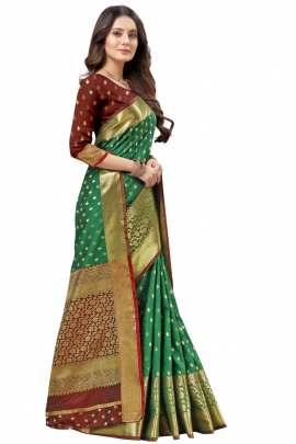 LIGHT GREEN  LICHI SILK WITH RICH PALLU SILK SAREE