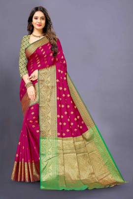 LIGHT MAJANTA LICHI SILK SAREE WITH WEAVING ZARI WITH RICH PALLU