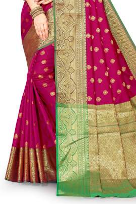 LIGHT MAJANTA LICHI SILK SAREE WITH WEAVING ZARI WITH RICH PALLU SILK SAREE