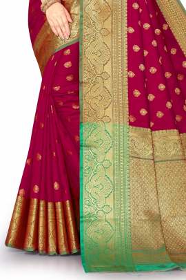 MAROON LICHI SILK SAREE WITH WEAVING ZARI WITH RICH PALLU SILK SAREE