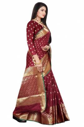 MAROON LICHI SILK WITH RICH PALLU SILK SAREE