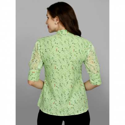 MINT GREEN CHIFFON FLORAL PRINTED TOP top