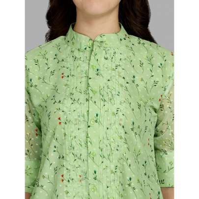 MINT GREEN CHIFFON FLORAL PRINTED TOP top