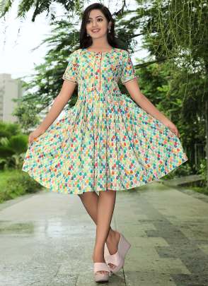 MULTI COLOR DIGITAL PRINTED WESTERN DRESS 