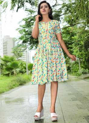 MULTI COLOR DIGITAL PRINTED WESTERN DRESS  Dresses