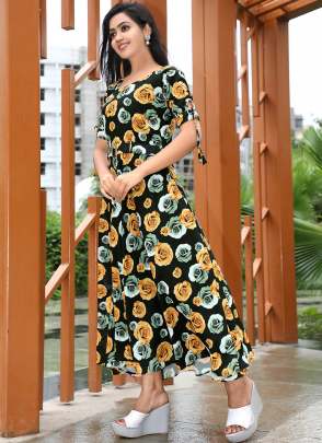 MULTI COLOR FLORAL PRINTED WESTERN DRESS  Dresses