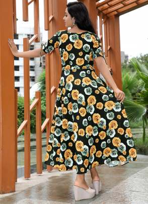 MULTI COLOR FLORAL PRINTED WESTERN DRESS  Dresses