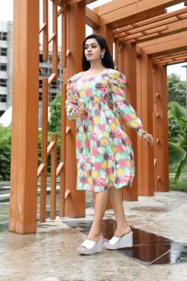 MULTI COLOR FULL SLEEVES ONE PIECE DRESS  Dresses