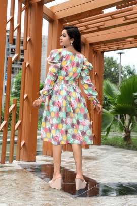 MULTI COLOR FULL SLEEVES ONE PIECE DRESS  Dresses