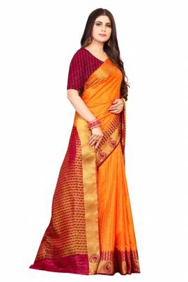 MUSTERD KANJIVARAM SILK SAREE WITH JUMBO MANGO BORDER  KANCHIPURAM SILK SAREE