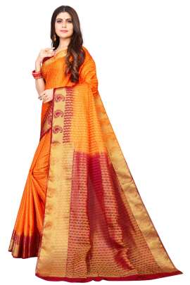 MUSTERD KANJIVARAM SILK SAREE WITH JUMBO MANGO BORDER  KANCHIPURAM SILK SAREE