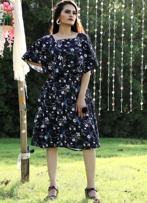 NAVY BLUE DESIGNER GORGETTE FROCK  Dresses