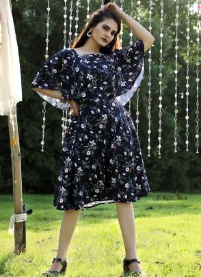 NAVY BLUE DESIGNER GORGETTE FROCK  Dresses